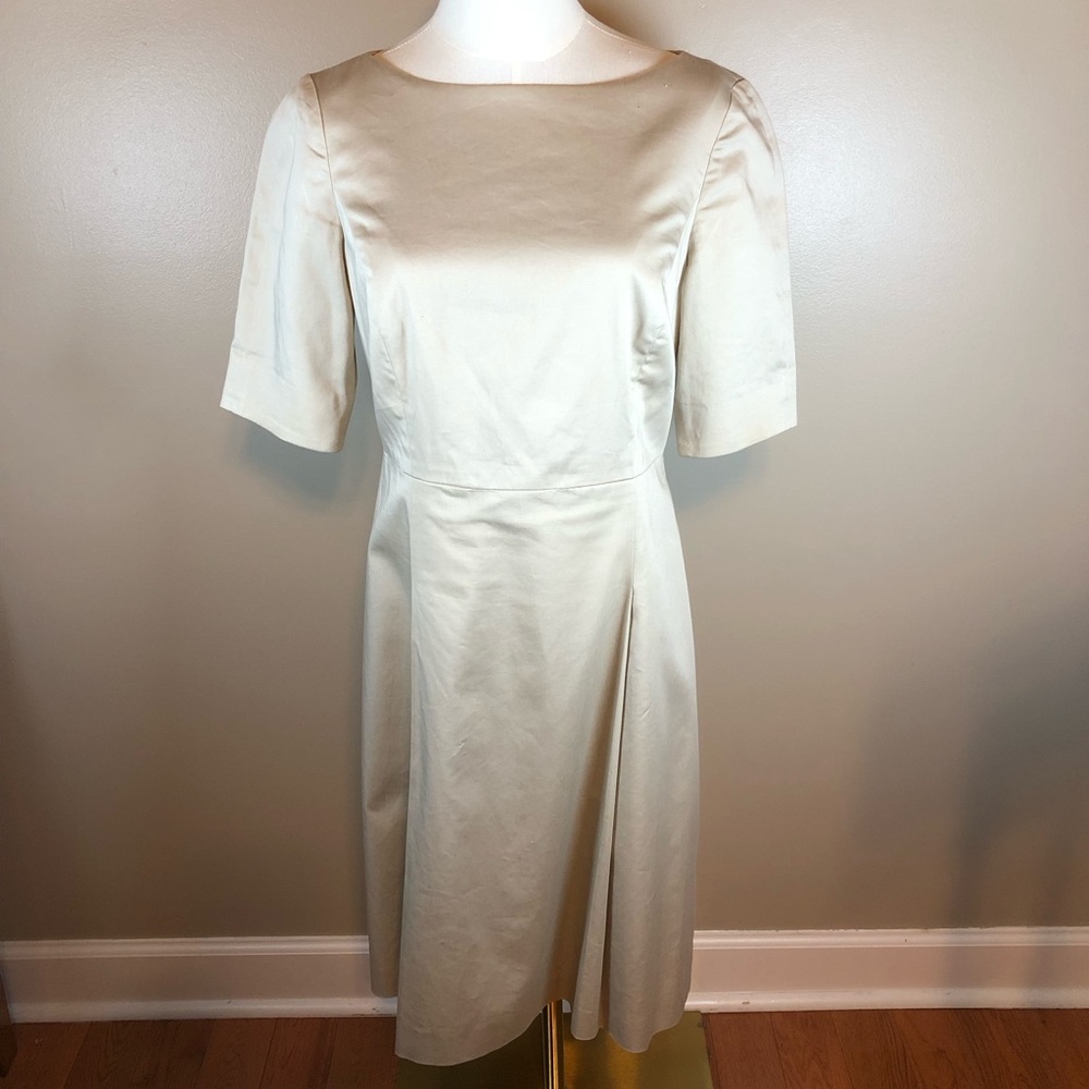 Brooks Brothers Cream Midi Dress with Boat Neck